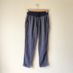 ATHLETA Linen Striped Bali Relaxed Jogger Ankle Pants